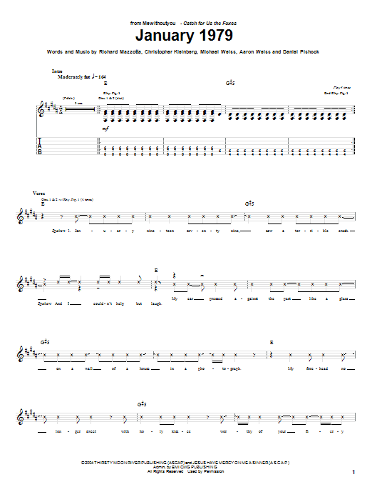 MewithoutYou January 1979 Sheet Music Notes & Chords for Guitar Tab - Download or Print PDF MewithoutYou January 1979 Sheet Music Notes & Chords for Guitar Tab - Download or Print PDF