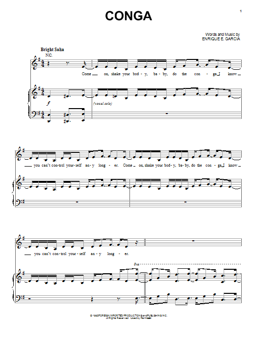 Miami Sound Machine Conga Sheet Music Notes & Chords for Very Easy Piano - Download or Print PDF