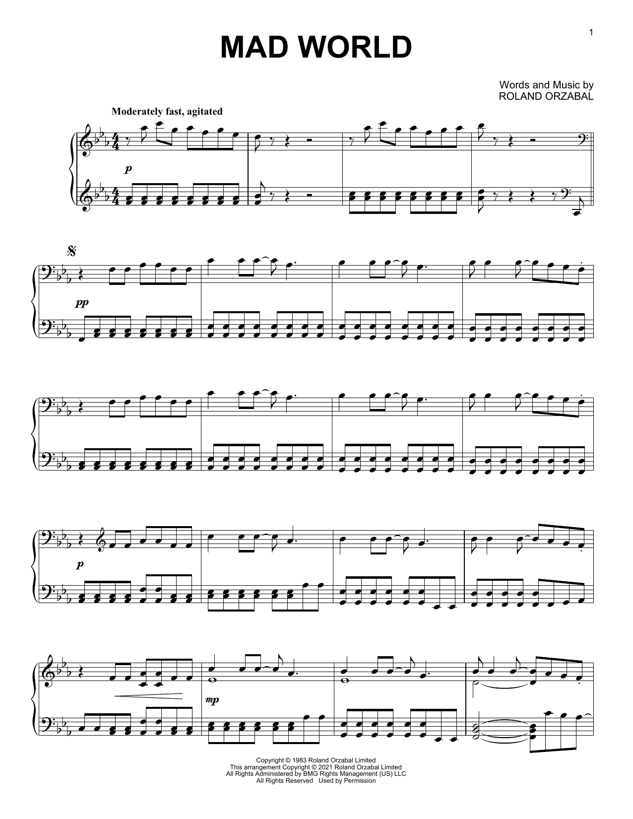 Michael Andrews & Gary Jules Mad World [Classical version] Sheet Music Notes & Chords for Piano Solo - Download or Print PDF