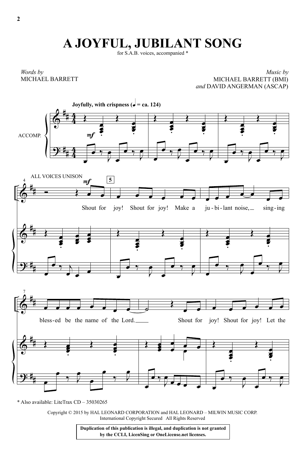 Michael Barrett A Joyful, Jubilant Song Sheet Music Notes & Chords for SAB - Download or Print PDF