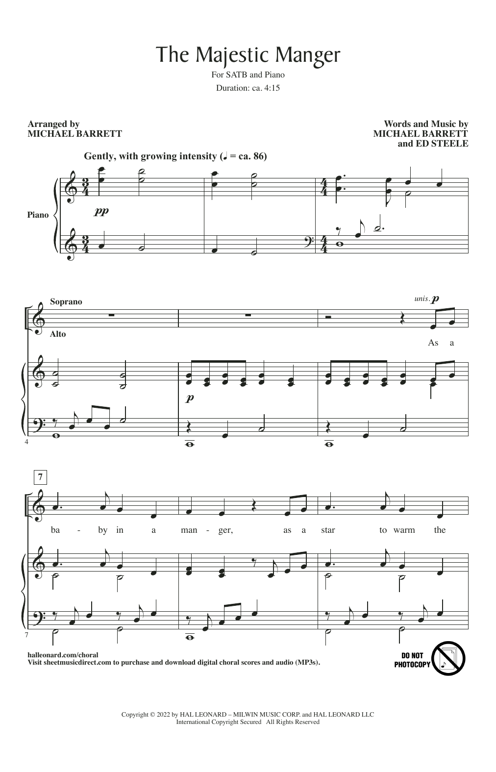 Michael Barrett and Ed Steele The Majestic Manger (arr. Michael Barrett) Sheet Music Notes & Chords for SATB Choir - Download or Print PDF