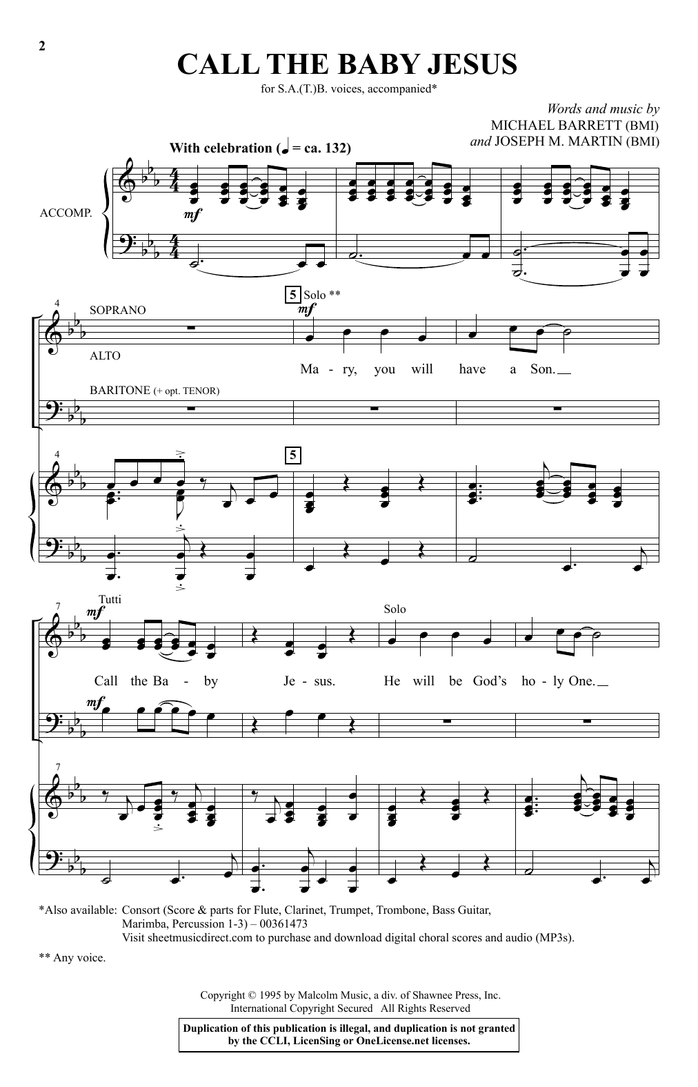 Michael Barrett and Joseph M. Martin Call The Baby Jesus (New Edition) Sheet Music Notes & Chords for SATB Choir - Download or Print PDF