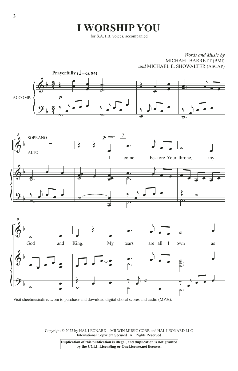 Michael Barrett and Michael E. Showalter I Worship You Sheet Music Notes & Chords for SATB Choir - Download or Print PDF