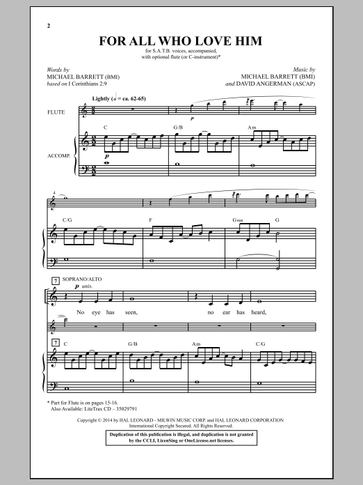 Michael Barrett and David Angerman For All Who Love Him Sheet Music Notes & Chords for SATB - Download or Print PDF
