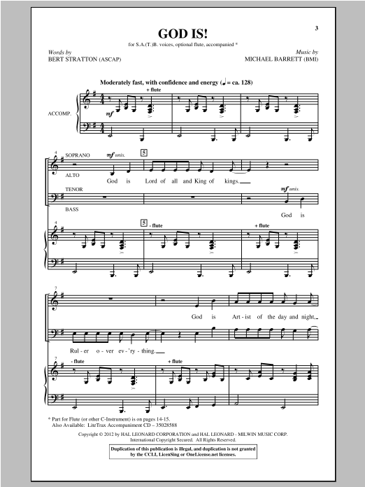 Michael Barrett God Is! Sheet Music Notes & Chords for SATB - Download or Print PDF