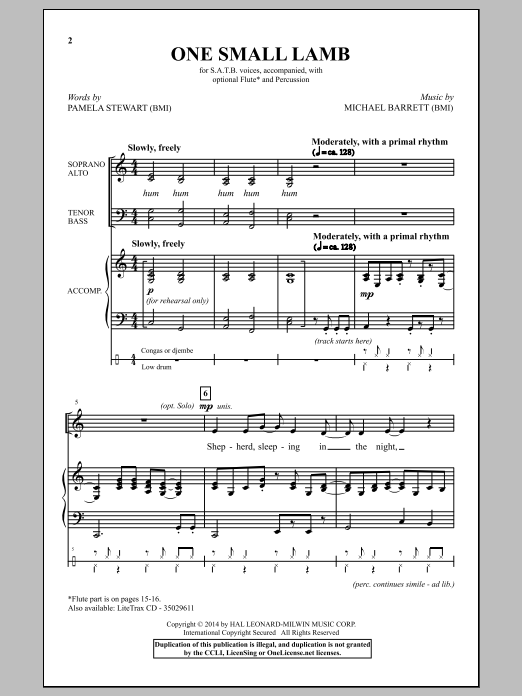 Michael Barrett One Small Lamb Sheet Music Notes & Chords for SATB - Download or Print PDF
