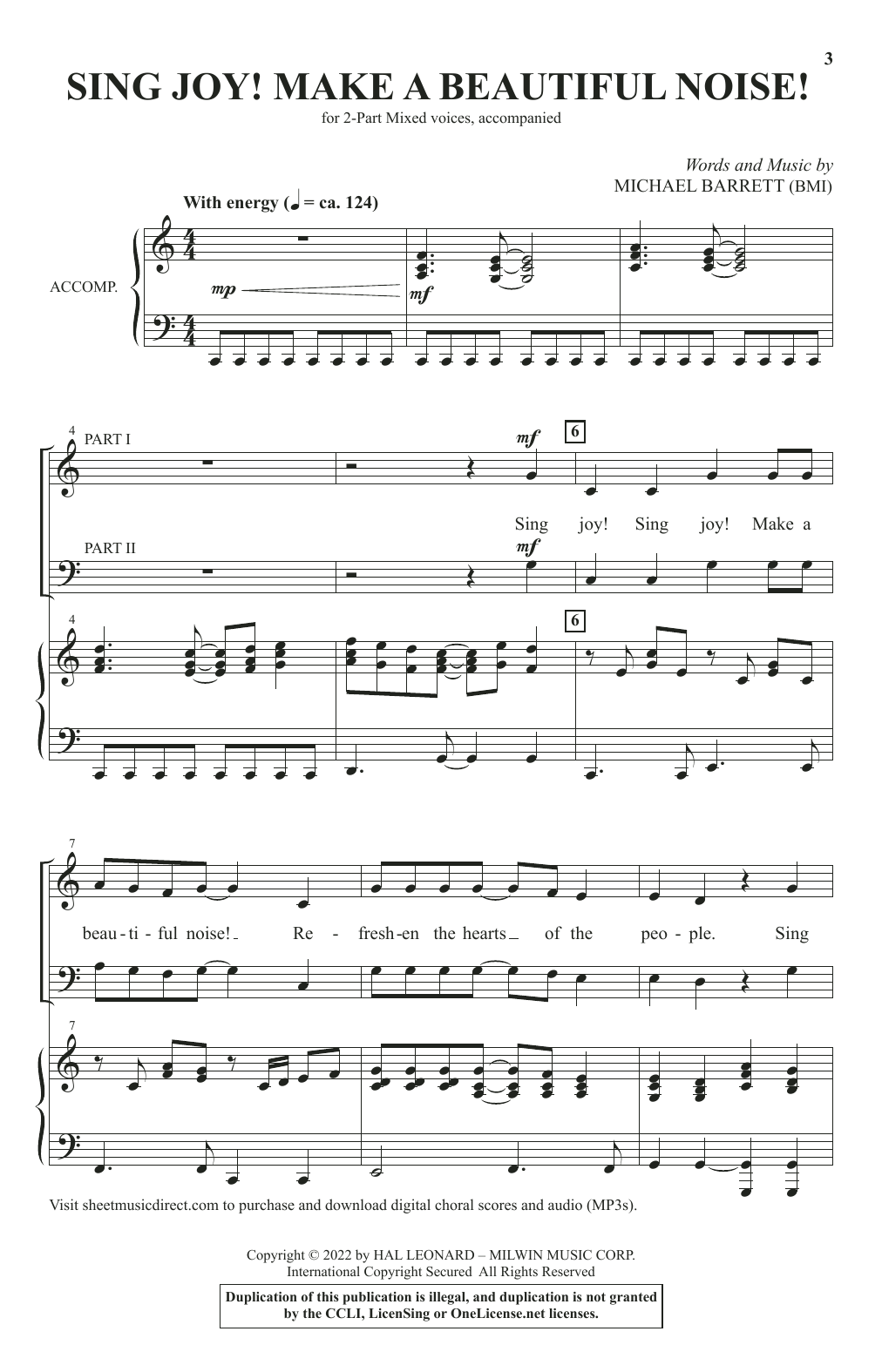 Michael Barrett Sing Joy! Make A Beautiful Noise! Sheet Music Notes & Chords for 2-Part Choir - Download or Print PDF