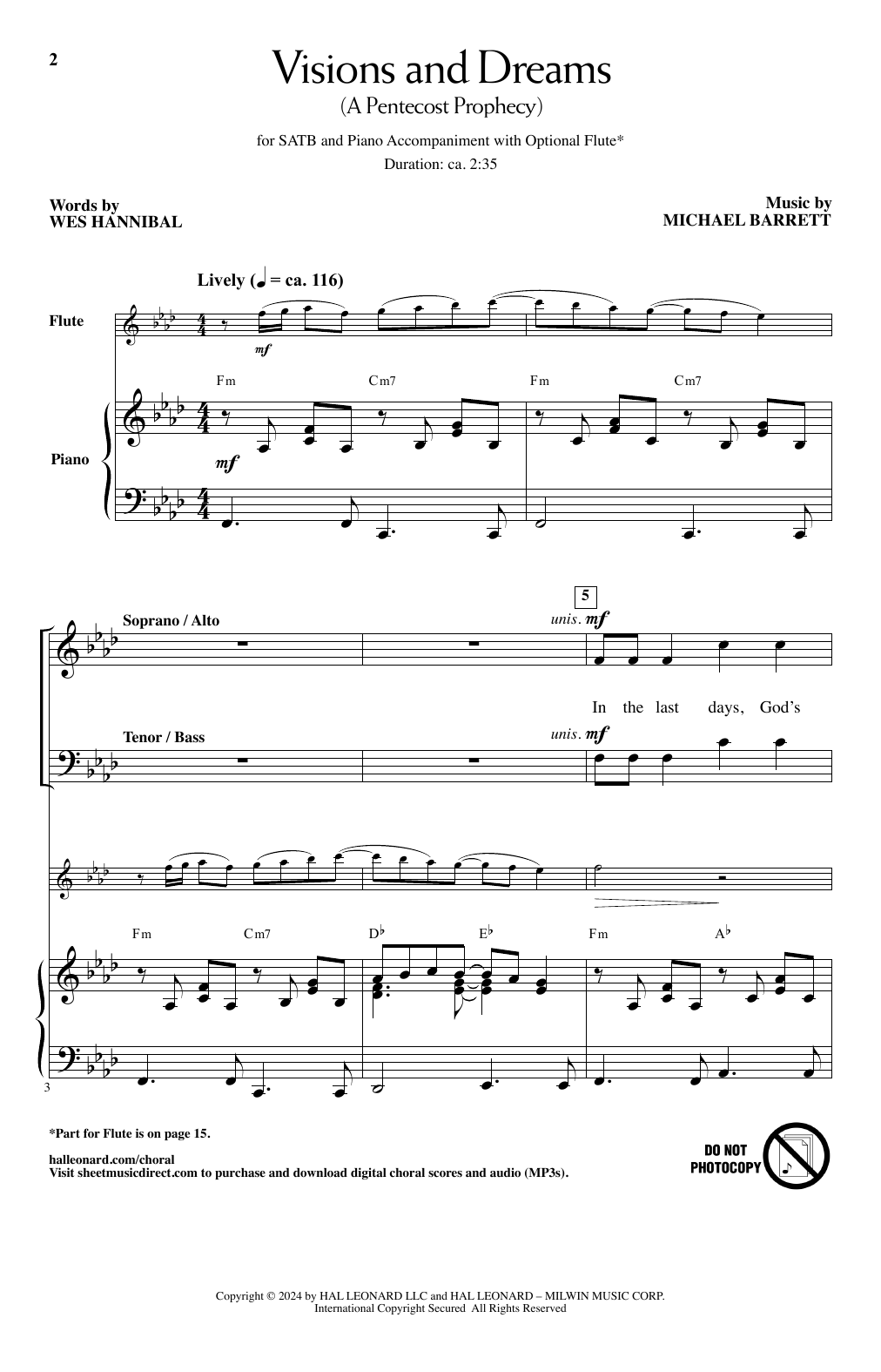 Michael Barrett Visions And Dreams (A Pentecost Prophecy) Sheet Music Notes & Chords for SATB Choir - Download or Print PDF