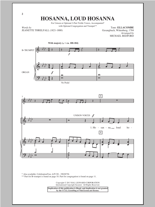 Michael Bedford Hosanna, Loud Hosanna Sheet Music Notes & Chords for Choral - Download or Print PDF