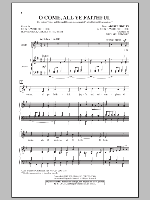 Michael Bedford O Come, All Ye Faithful Sheet Music Notes & Chords for 2-Part Choir - Download or Print PDF