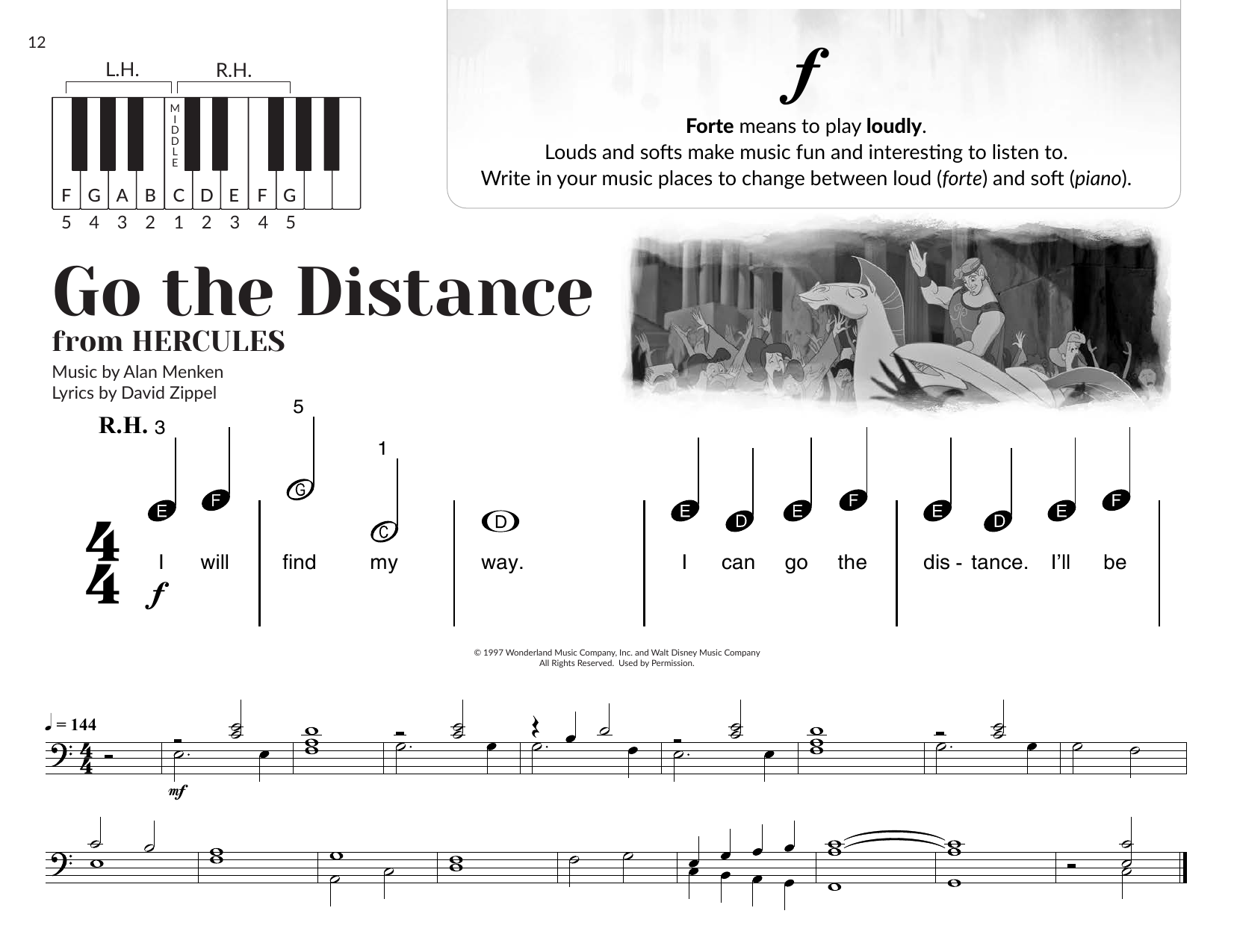 Michael Bolton Go The Distance (arr. Brittany McCorriston) Sheet Music Notes & Chords for Very Beginner Piano - Download or Print PDF