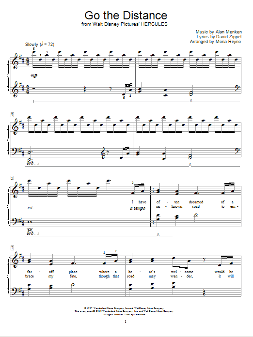 Michael Bolton Go The Distance Sheet Music Notes & Chords for Educational Piano - Download or Print PDF