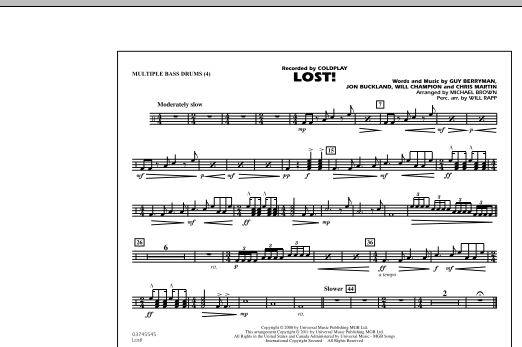 Michael Brown Lost! - Multiple Bass Drums Sheet Music Notes & Chords for Marching Band - Download or Print PDF
