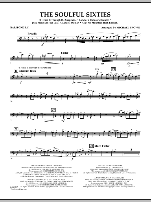 Michael Brown The Soulful Sixties - Baritone B.C. Sheet Music Notes & Chords for Concert Band - Download or Print PDF