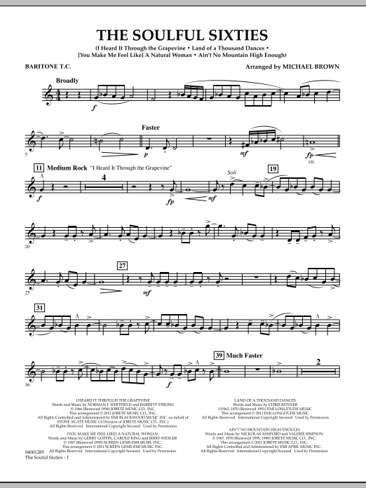 Michael Brown The Soulful Sixties - Baritone T.C. Sheet Music Notes & Chords for Concert Band - Download or Print PDF