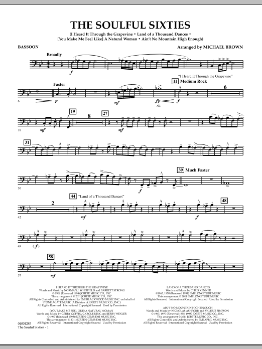 Michael Brown The Soulful Sixties - Bassoon Sheet Music Notes & Chords for Concert Band - Download or Print PDF
