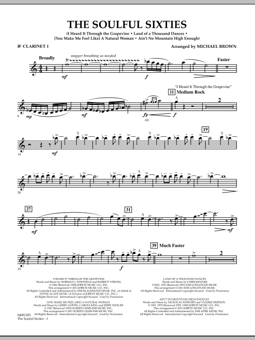 Michael Brown The Soulful Sixties - Bb Clarinet 1 Sheet Music Notes & Chords for Concert Band - Download or Print PDF