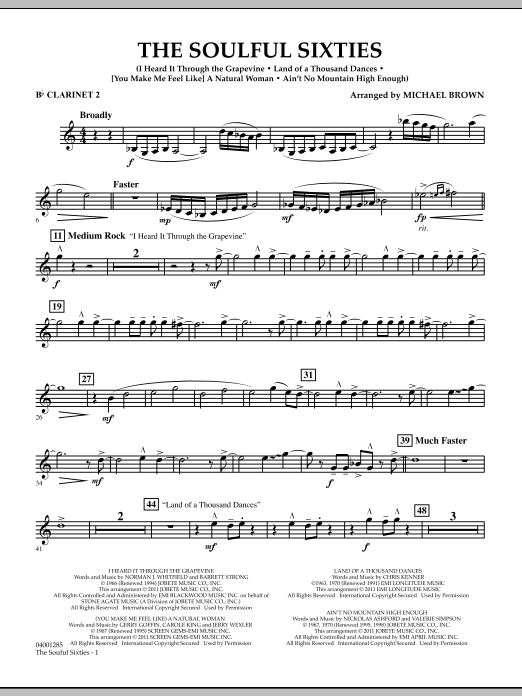 Michael Brown The Soulful Sixties - Bb Clarinet 2 Sheet Music Notes & Chords for Concert Band - Download or Print PDF
