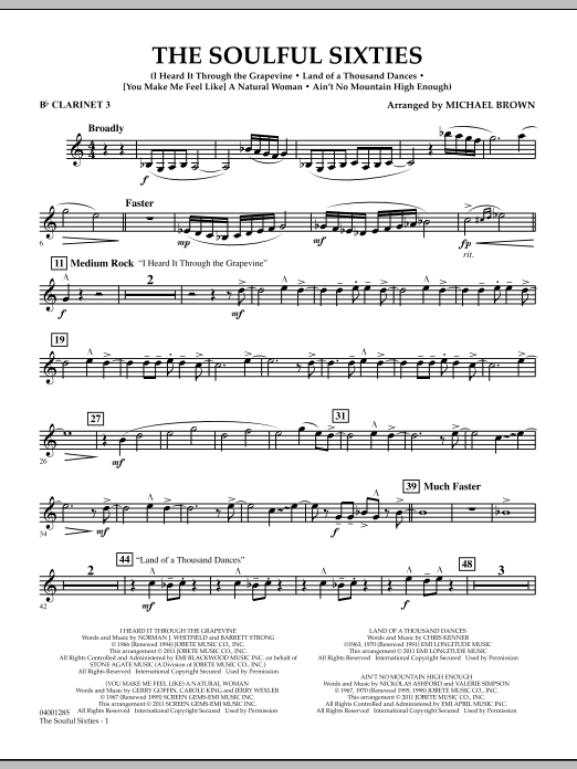 Michael Brown The Soulful Sixties - Bb Clarinet 3 Sheet Music Notes & Chords for Concert Band - Download or Print PDF