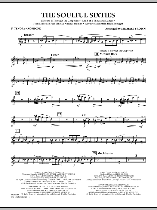 Michael Brown The Soulful Sixties - Bb Tenor Saxophone Sheet Music Notes & Chords for Concert Band - Download or Print PDF