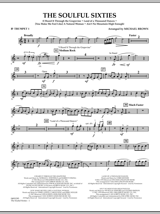 Michael Brown The Soulful Sixties - Bb Trumpet 1 Sheet Music Notes & Chords for Concert Band - Download or Print PDF