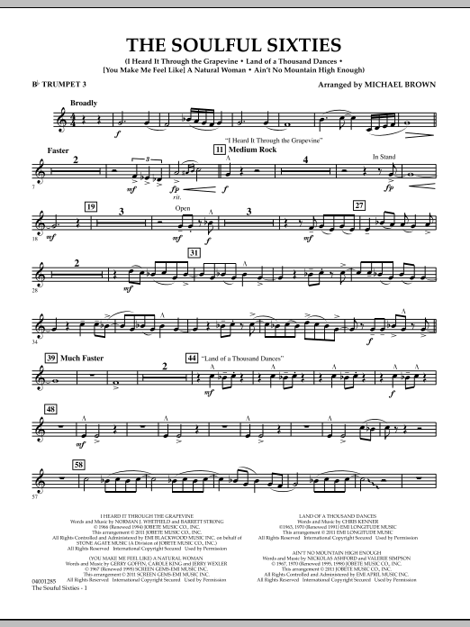 Michael Brown The Soulful Sixties - Bb Trumpet 3 Sheet Music Notes & Chords for Concert Band - Download or Print PDF