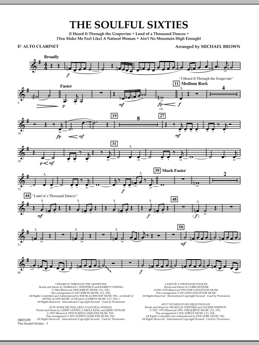 Michael Brown The Soulful Sixties - Eb Alto Clarinet Sheet Music Notes & Chords for Concert Band - Download or Print PDF