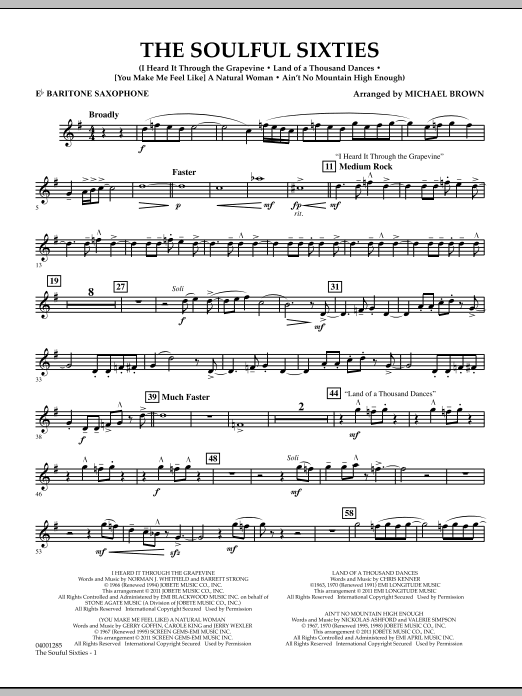 Michael Brown The Soulful Sixties - Eb Baritone Saxophone Sheet Music Notes & Chords for Concert Band - Download or Print PDF