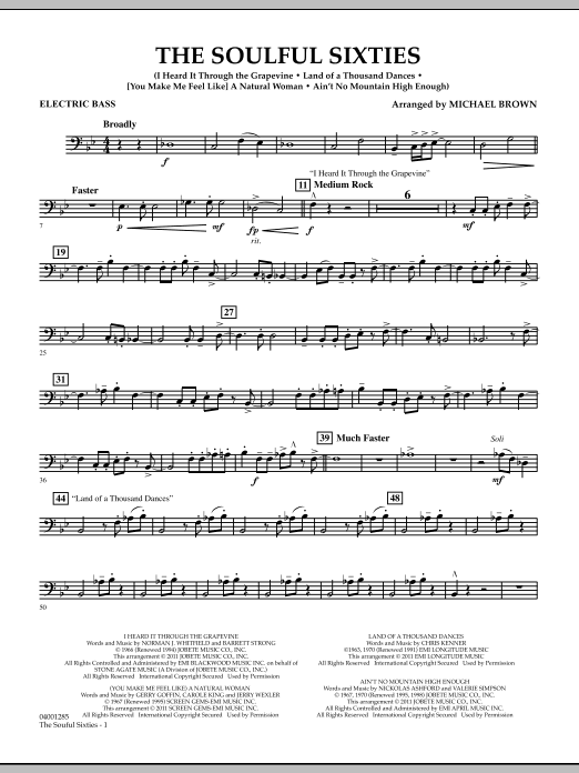 Michael Brown The Soulful Sixties - Electric Bass Sheet Music Notes & Chords for Concert Band - Download or Print PDF