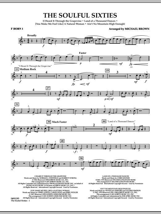 Michael Brown The Soulful Sixties - F Horn 1 Sheet Music Notes & Chords for Concert Band - Download or Print PDF