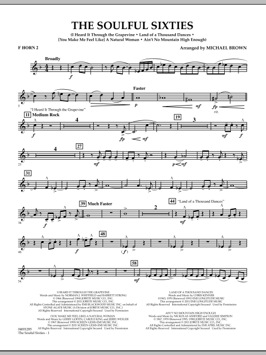 Michael Brown The Soulful Sixties - F Horn 2 Sheet Music Notes & Chords for Concert Band - Download or Print PDF