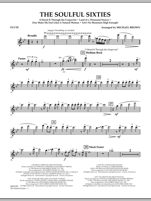 Michael Brown The Soulful Sixties - Flute Sheet Music Notes & Chords for Concert Band - Download or Print PDF
