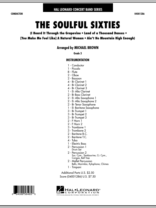 Michael Brown The Soulful Sixties - Full Score Sheet Music Notes & Chords for Concert Band - Download or Print PDF