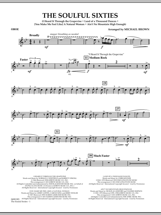 Michael Brown The Soulful Sixties - Oboe Sheet Music Notes & Chords for Concert Band - Download or Print PDF