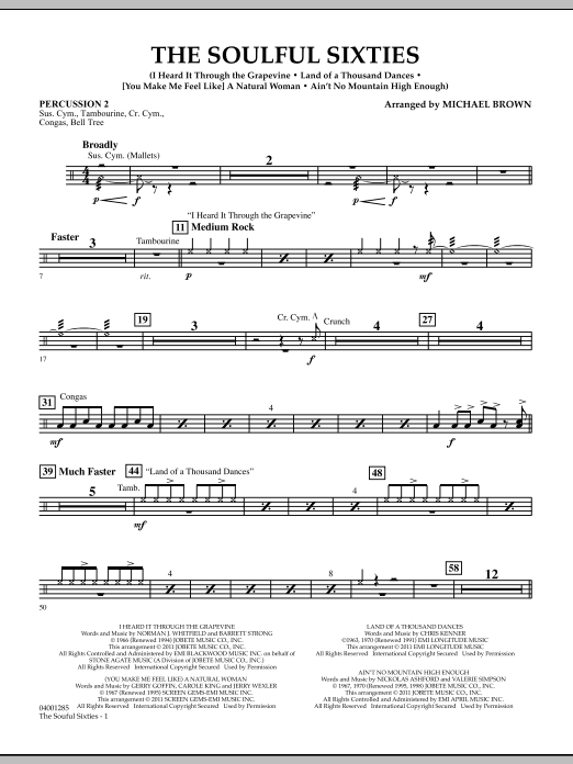 Michael Brown The Soulful Sixties - Percussion 2 Sheet Music Notes & Chords for Concert Band - Download or Print PDF