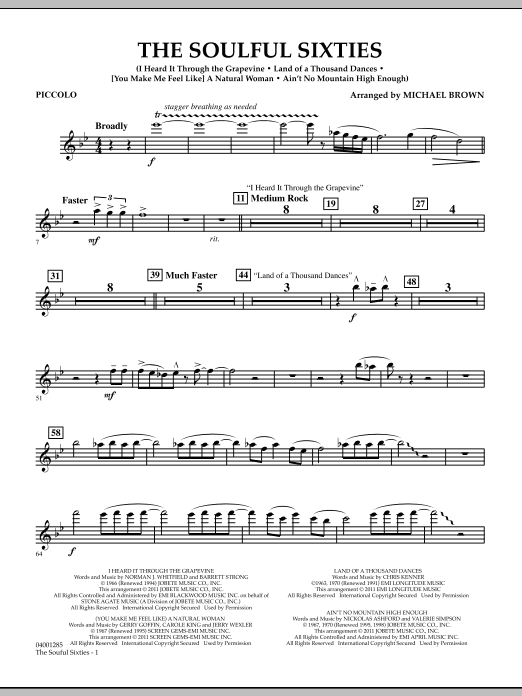 Michael Brown The Soulful Sixties - Piccolo Sheet Music Notes & Chords for Concert Band - Download or Print PDF