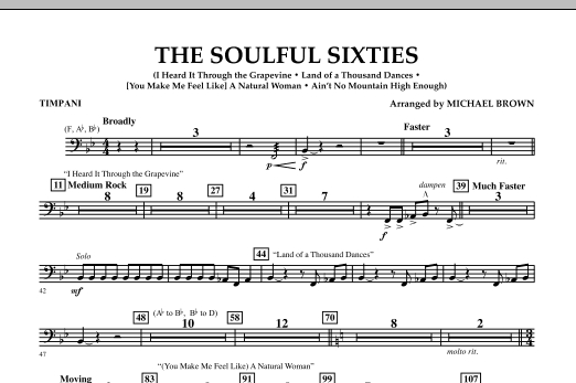 Michael Brown The Soulful Sixties - Timpani Sheet Music Notes & Chords for Concert Band - Download or Print PDF