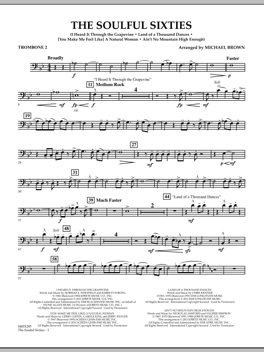 Michael Brown The Soulful Sixties - Trombone 2 Sheet Music Notes & Chords for Concert Band - Download or Print PDF