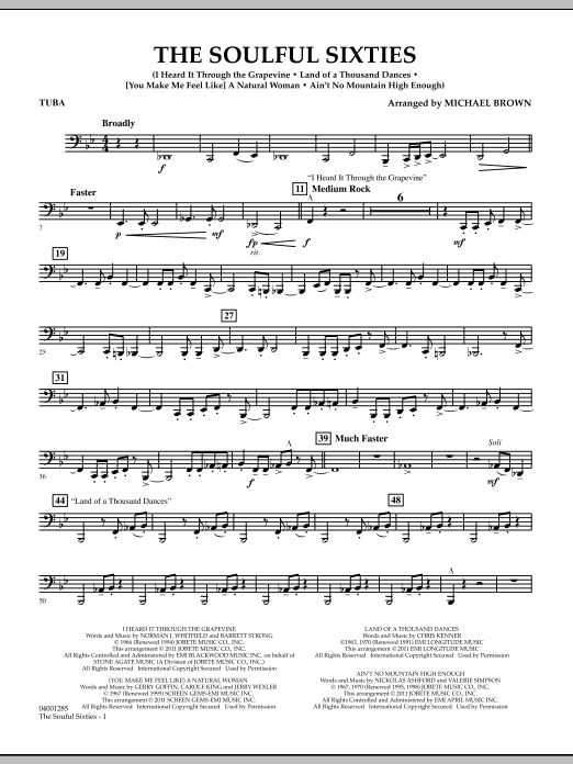 Michael Brown The Soulful Sixties - Tuba Sheet Music Notes & Chords for Concert Band - Download or Print PDF