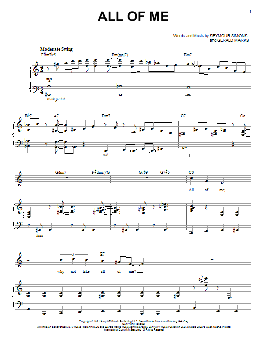 Michael Buble All Of Me Sheet Music Notes & Chords for Piano & Vocal - Download or Print PDF