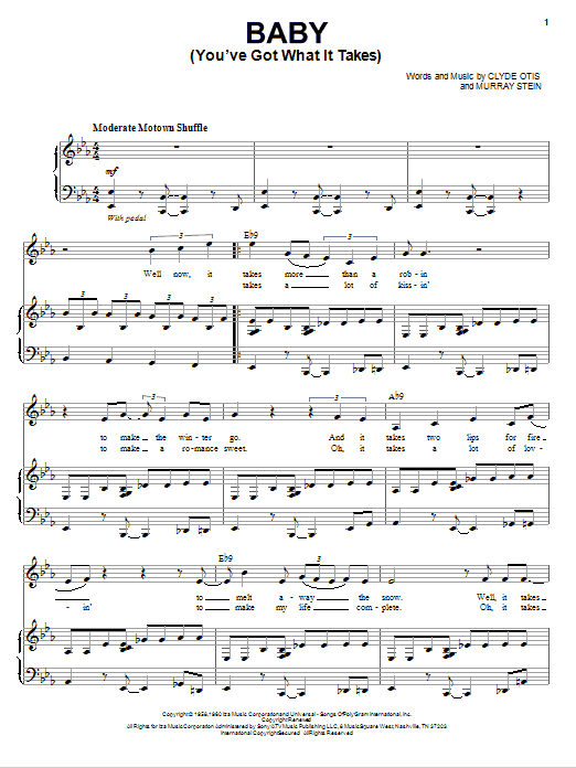 Michael Buble Baby (You've Got What It Takes) Sheet Music Notes & Chords for Piano, Vocal & Guitar (Right-Hand Melody) - Download or Print PDF