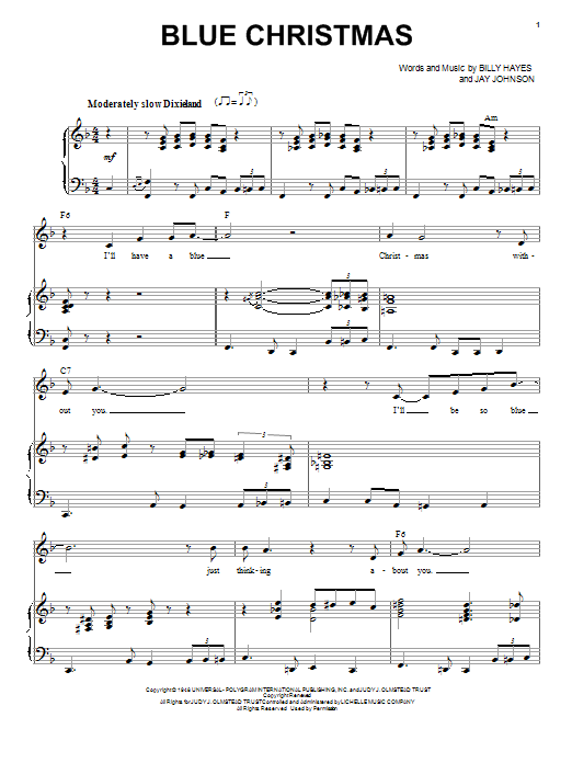 Michael Bublé Blue Christmas Sheet Music Notes & Chords for Voice - Download or Print PDF