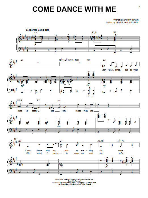 Michael Buble Come Dance With Me Sheet Music Notes & Chords for Piano, Vocal & Guitar (Right-Hand Melody) - Download or Print PDF