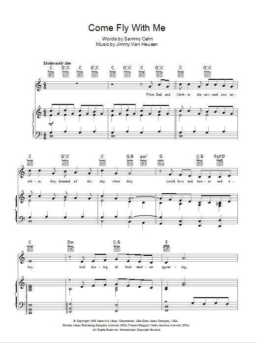 Michael Buble Come Fly With Me Sheet Music Notes & Chords for Piano, Vocal & Guitar - Download or Print PDF