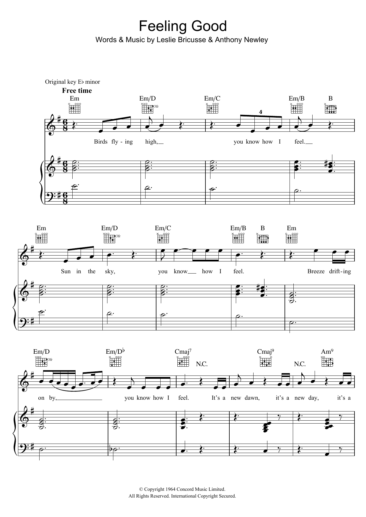 Michael Buble Feeling Good Sheet Music Notes & Chords for Easy Piano - Download or Print PDF