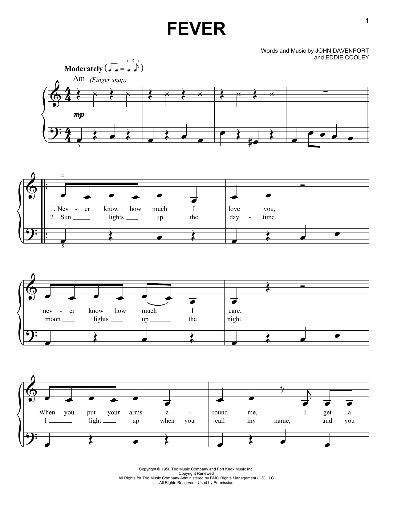Michael Buble Fever Sheet Music Notes & Chords for Easy Piano - Download or Print PDF