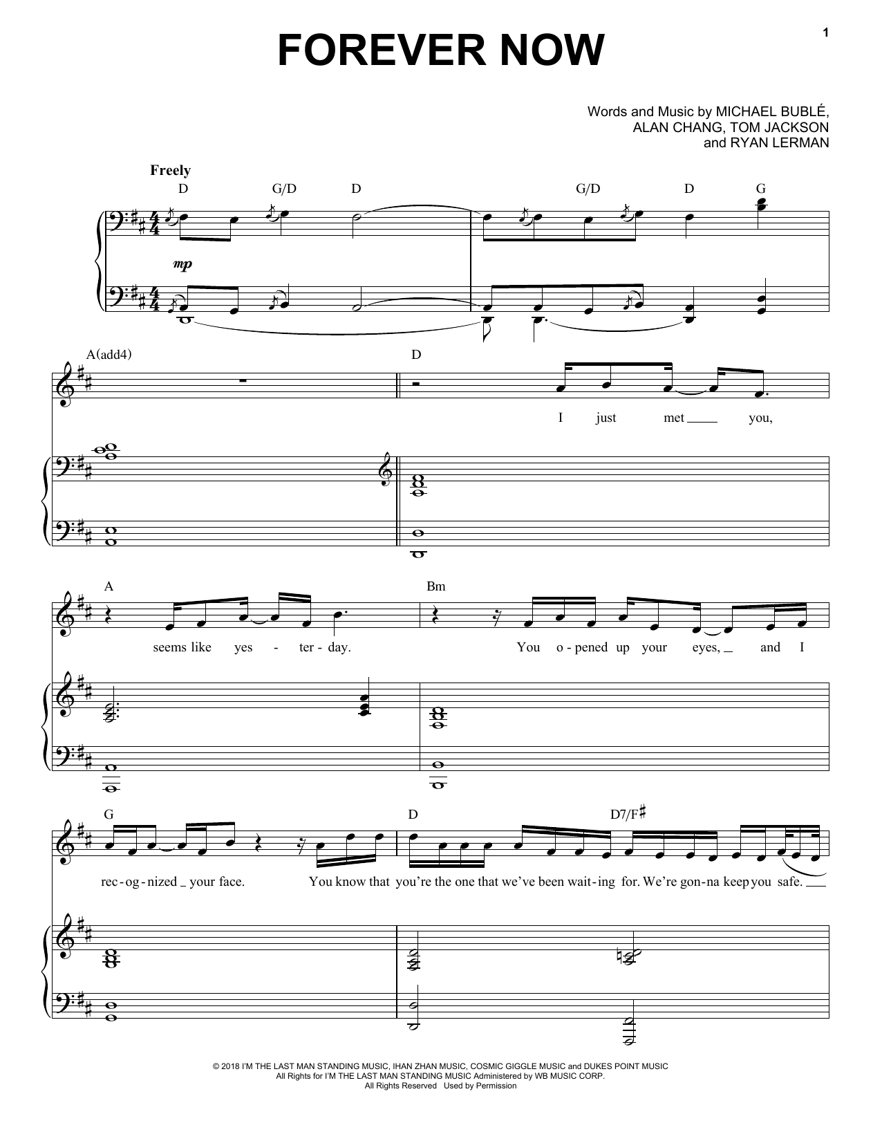 Michael Bublé Forever Now Sheet Music Notes & Chords for Piano & Vocal - Download or Print PDF