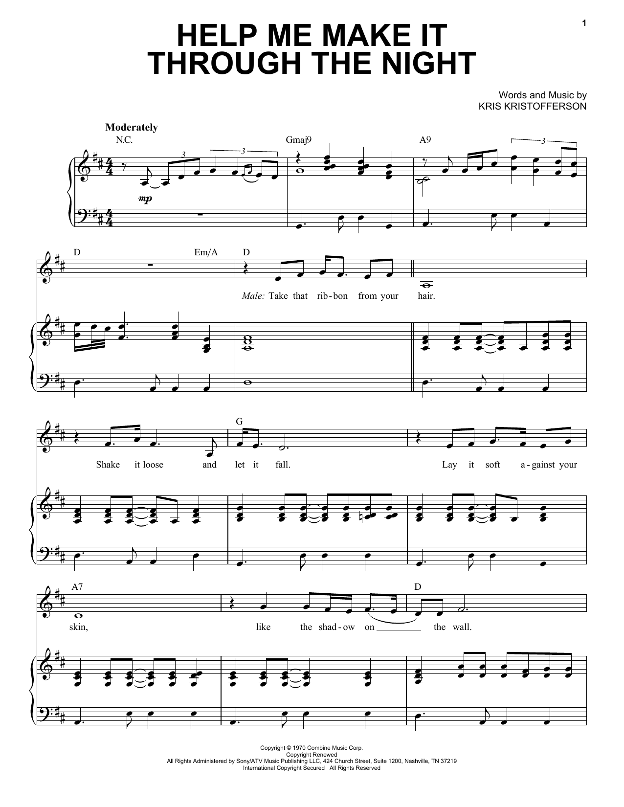 Michael Bublé Help Me Make It Through the Night (feat. Loren Allred) Sheet Music Notes & Chords for Piano & Vocal - Download or Print PDF