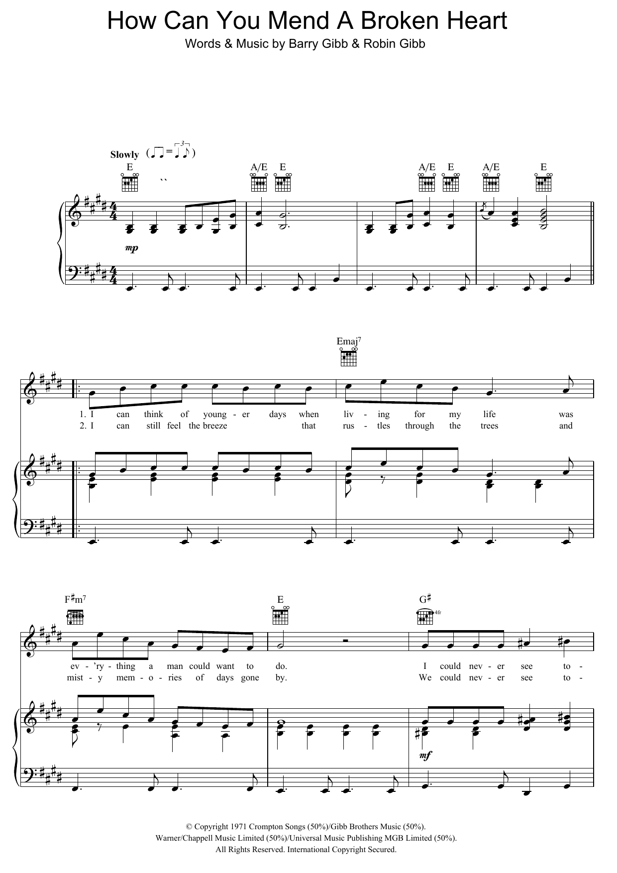 Michael Bublé How Can You Mend A Broken Heart Sheet Music Notes & Chords for Piano, Vocal & Guitar - Download or Print PDF