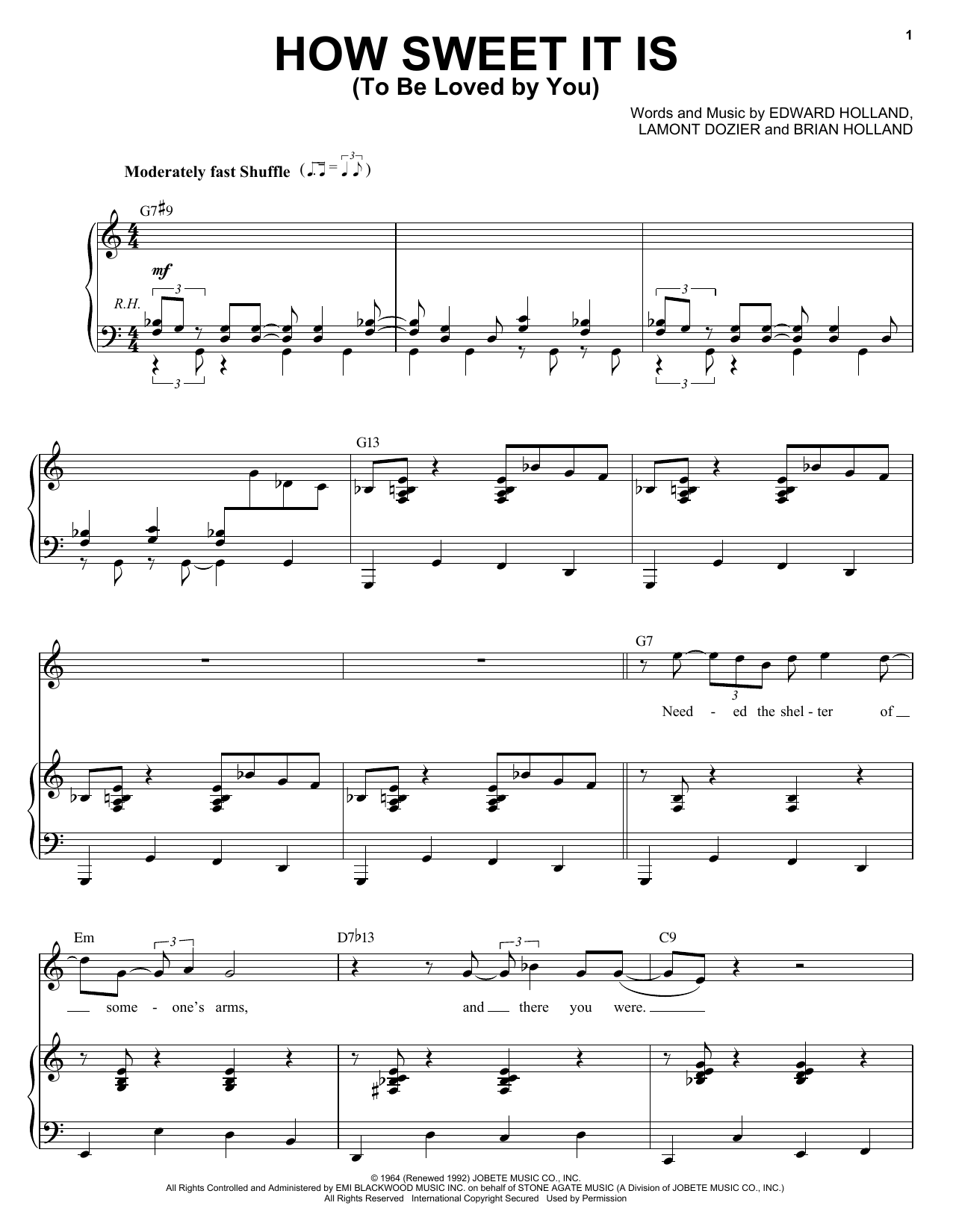 Michael Buble How Sweet It Is (To Be Loved By You) Sheet Music Notes & Chords for Piano & Vocal - Download or Print PDF